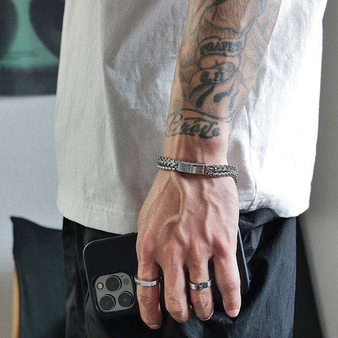 Minimalist Normcore Style Hip Hop Titanium Steel Bracelet Does Not Fade