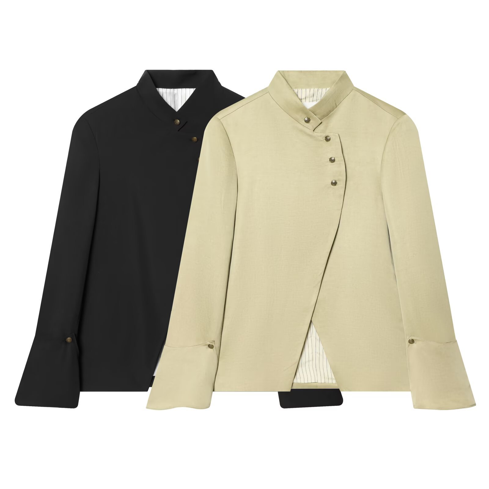 Fashionable And Versatile Tailored Blazer With A Mock Turtleneck And Layered Detailing