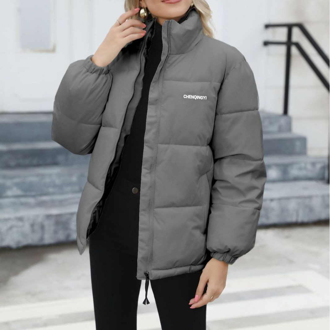 Plus Size Women's Thermal Cotton padded Coat Gray - Shop at LoveMi