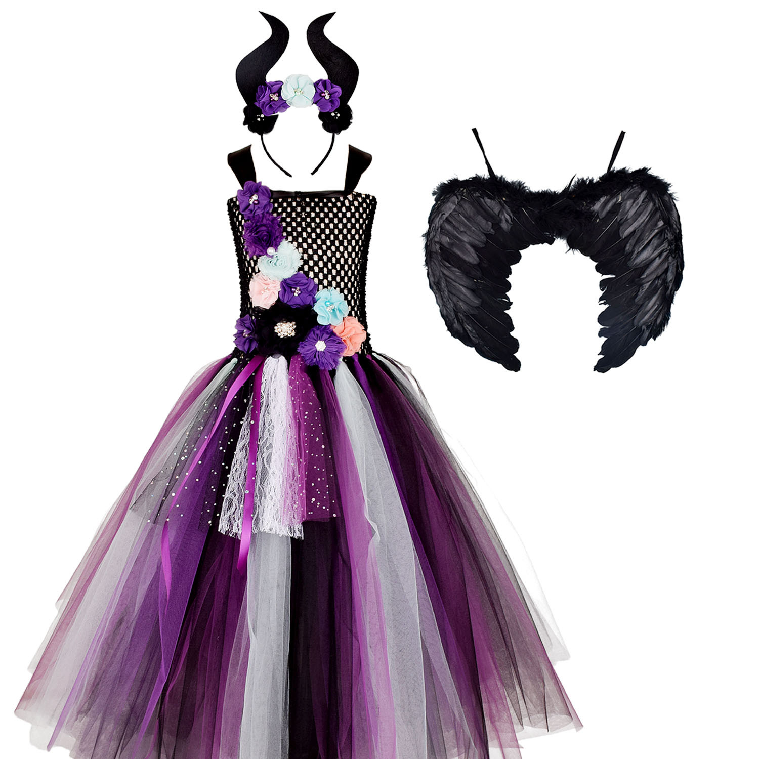 Dress with headband and wings