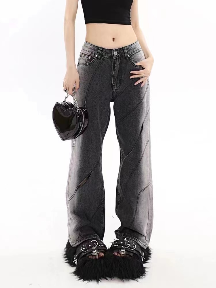 Title 3, Chaopai casual jeans met hoge taille, rechte pi...