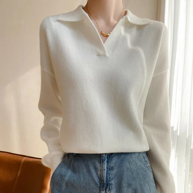 Knitted Leisure Gentle Soft Glutinous Sweater White - Shop at LoveMi