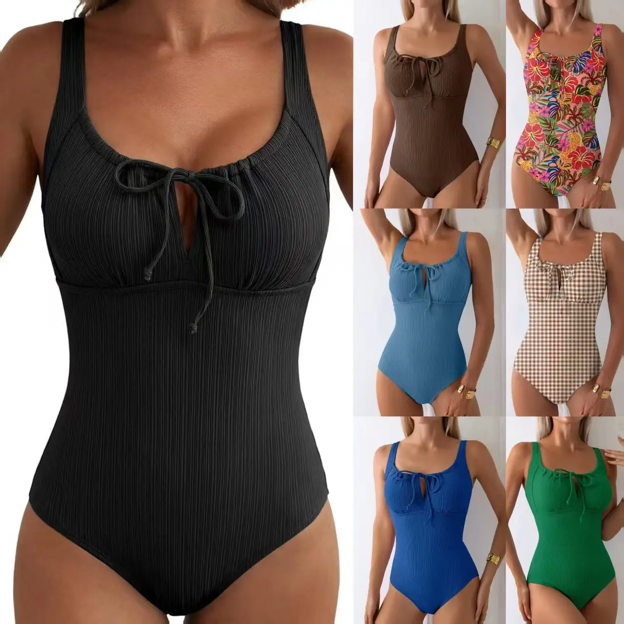 New Womens Textured One-piece Swimsuit