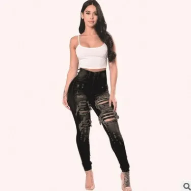 Ripped Jeans For Women Skinny Pants - Black