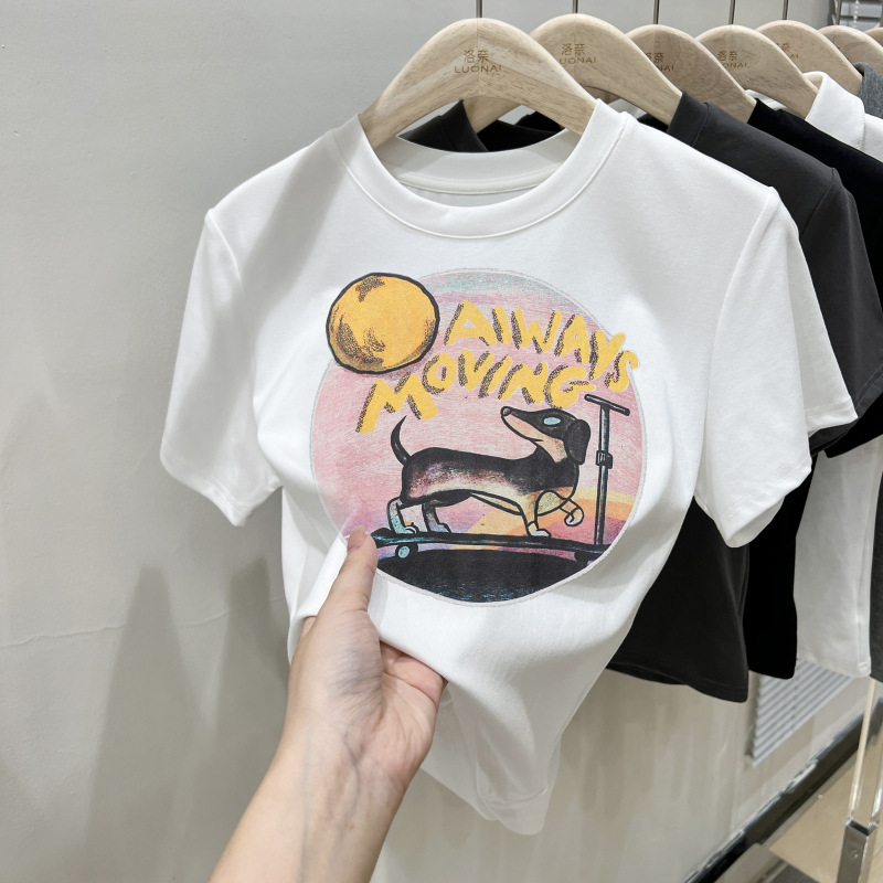 Women's Short sleeved T shirt Printed Short Top White - Shop at LoveMi