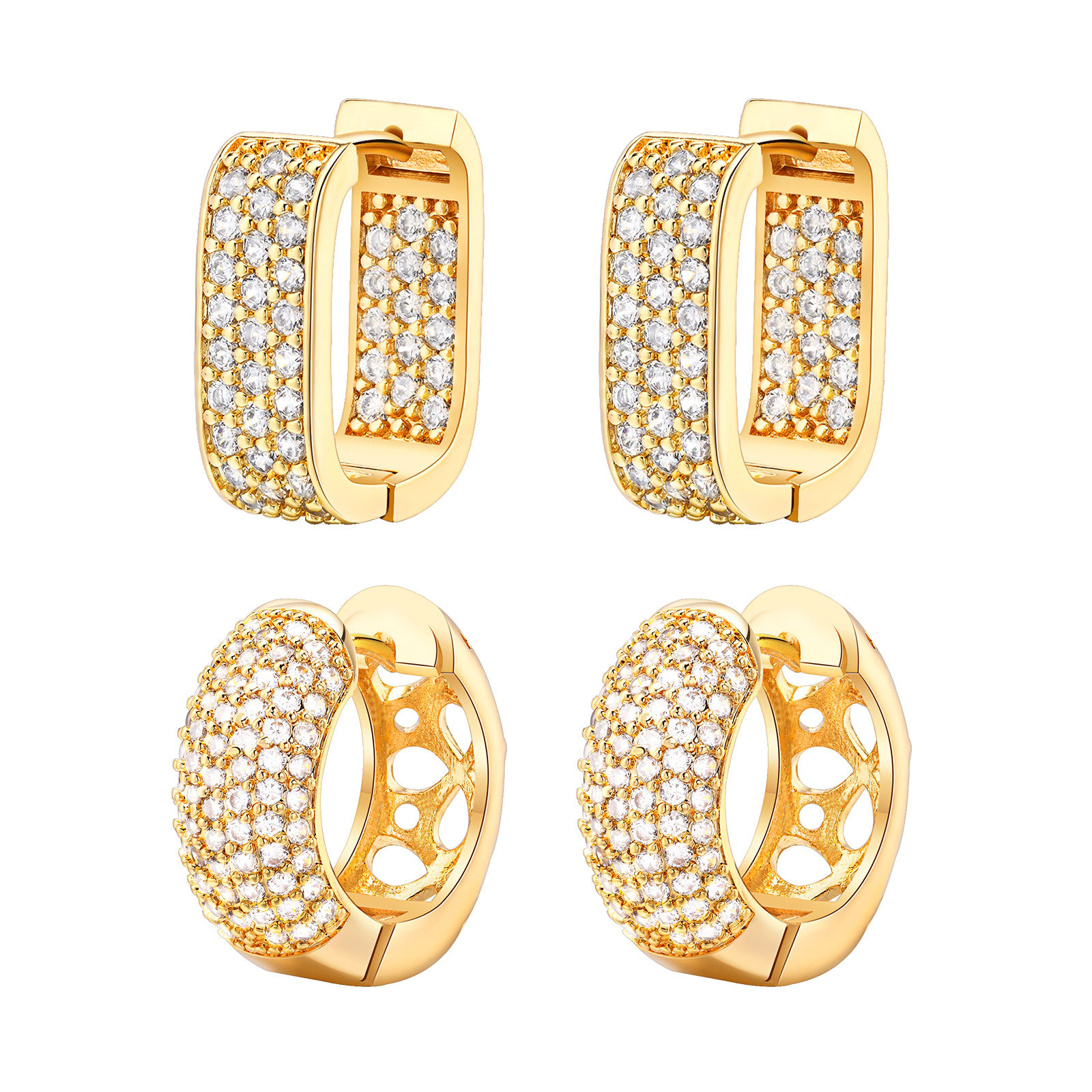 Copper Material Four Awn Star Stone Trendy Earrings