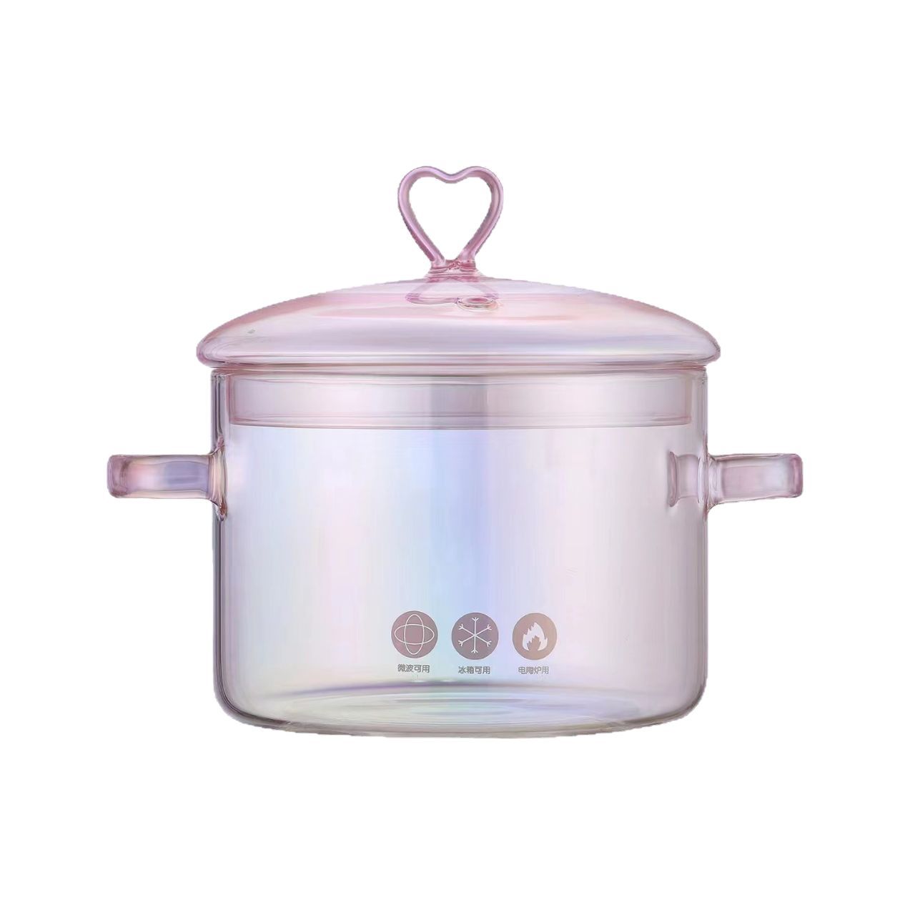 Love-shaped Borosilicate Glass Pot Safe For Direct Flame And High Temperatures