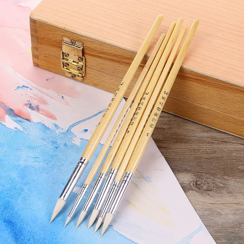Artistic Wool Pointed Wooden Hook Line Pen