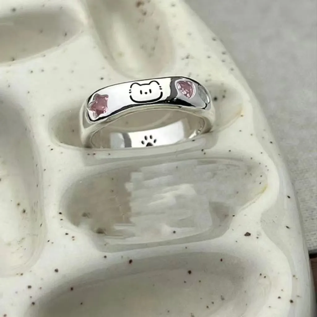 Light Luxury Niche Design Ring Gift Non-adjustable - Cute Cat Ring