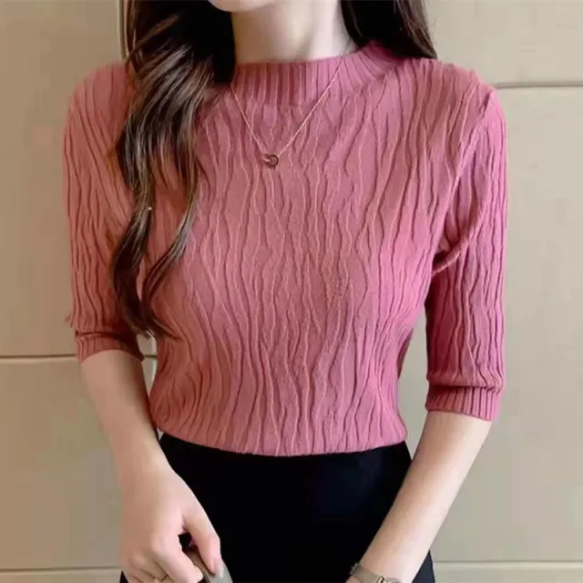 Short Sleeve Bottoming Shirt Casual Western Style Slim Fit Red - Shop at LoveMi