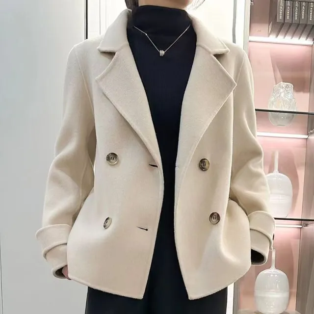 Short Handmade Fall Winter Coat Loose Oatmeal Color - Shop at LoveMi
