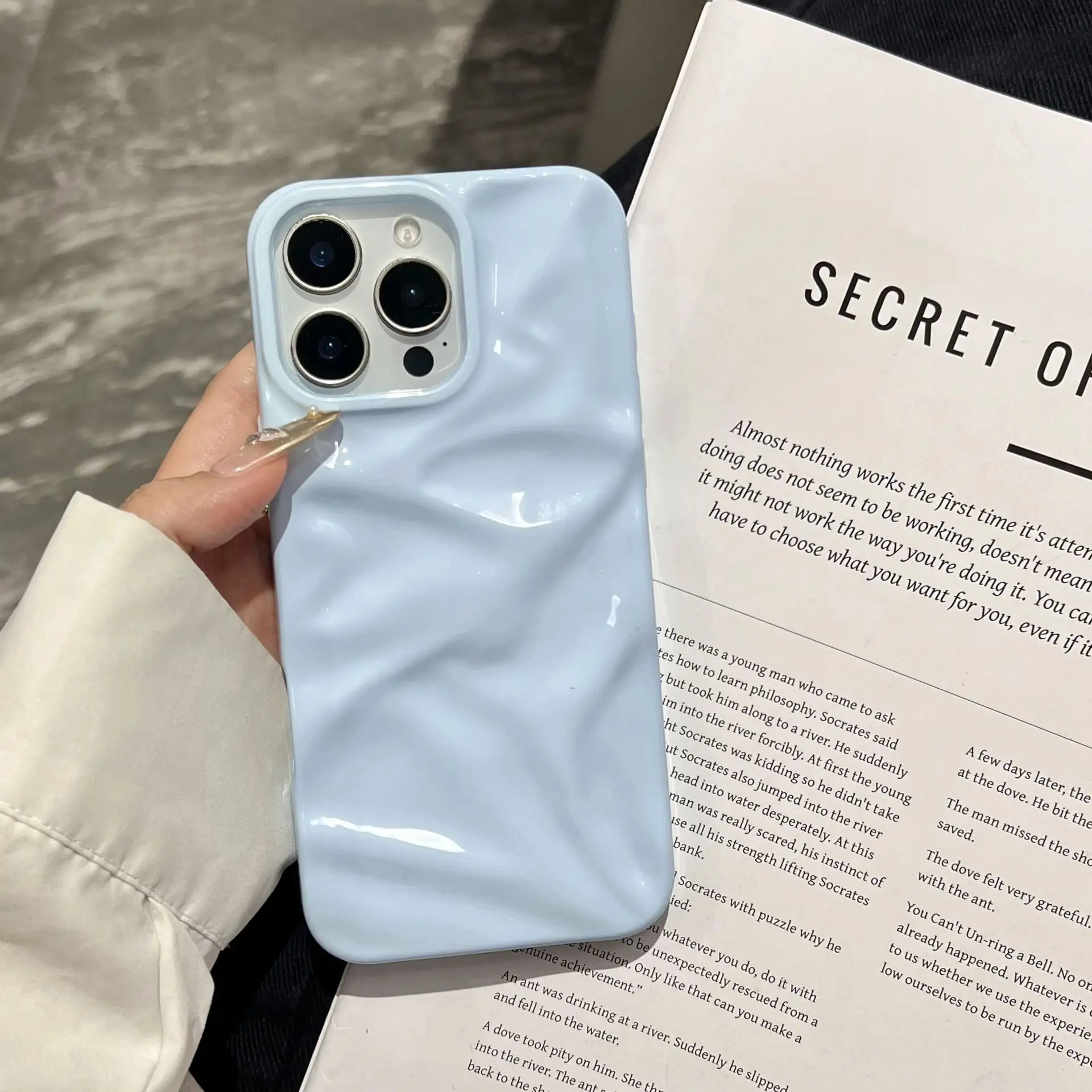 Ins Style Three-dimensional Pleated Pattern Macaron Color Series Phone Case