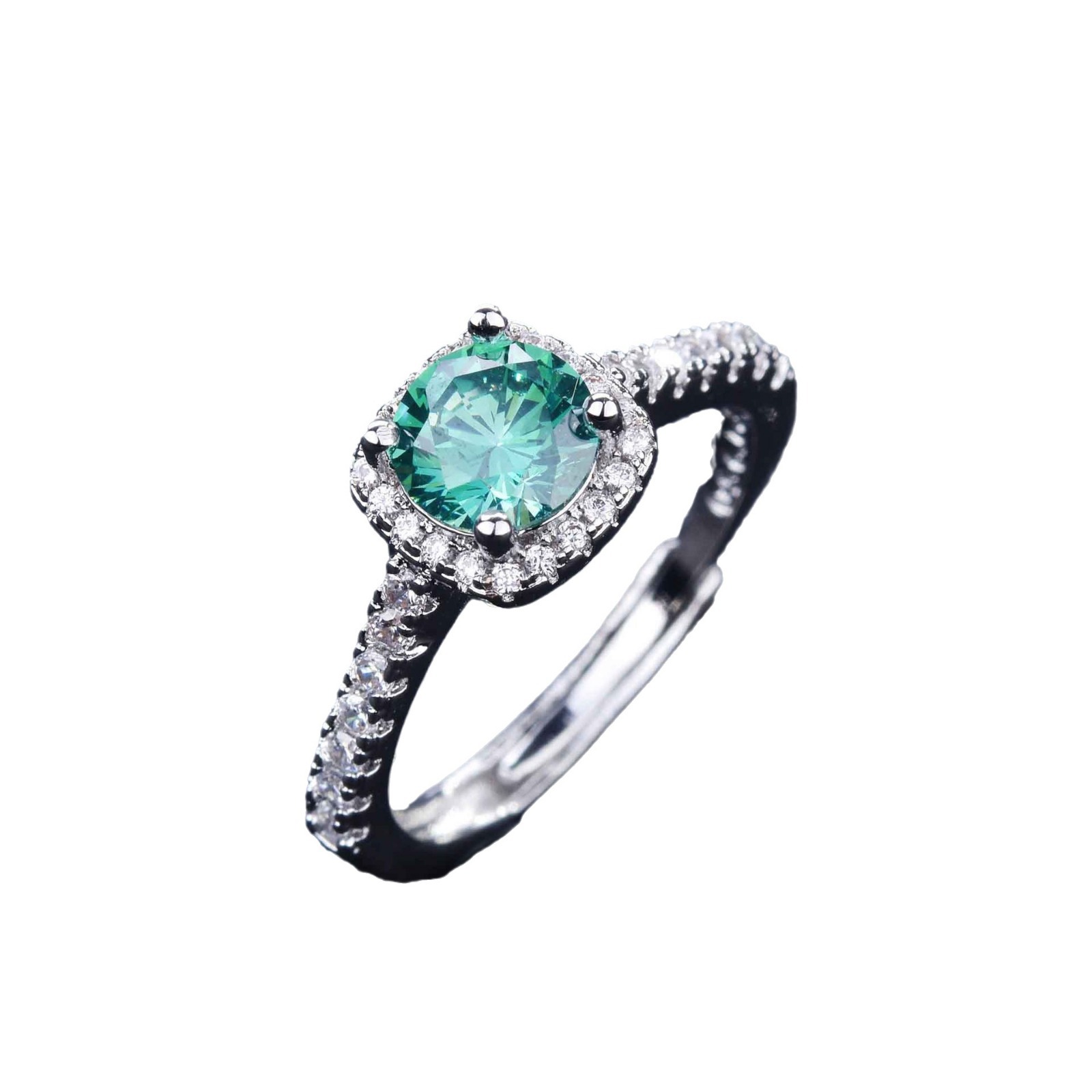 Blue Green Zircon Ring Classic 1 Karat Square Bag Luxury Niche Women's Ring