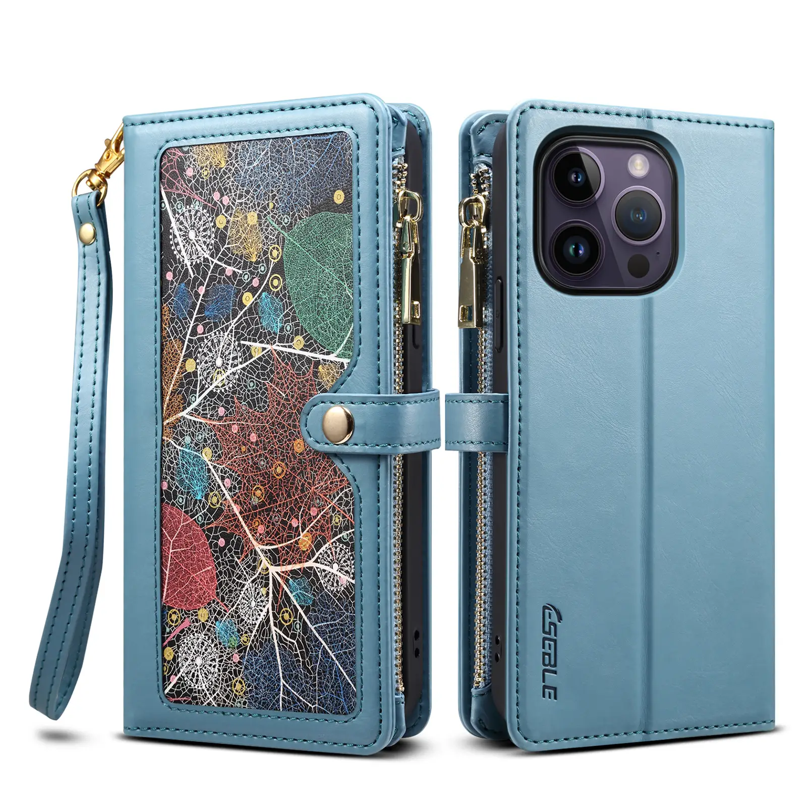 Women's Multi-card Zipper Painted Leather Case