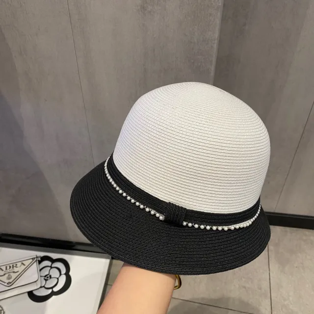 Sunlight Blocker For Summer French Pearl Straw Hat White - Shop at LoveMi