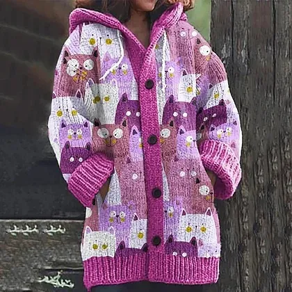 Womens Mid Length Plush Cartoon Hooded Coat Dmcmykl3J06 5Xl - Shop at LoveMi