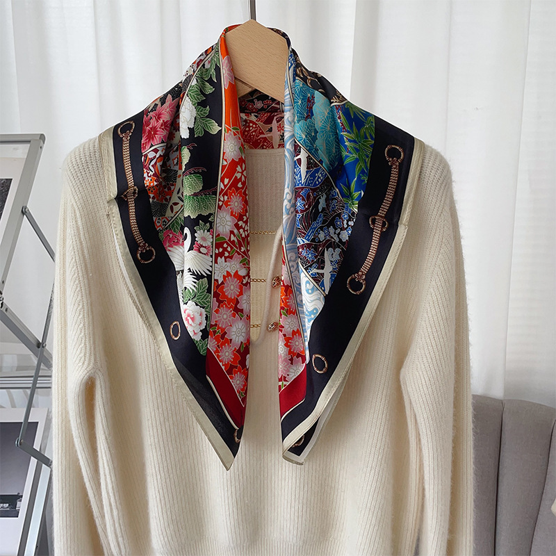 Pure Silk Square Scarf Colorful Large Wrap For Women Lightweight Multifunctional Shawl For Daily Wear 2