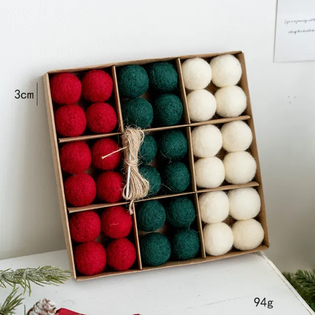 Christmas Wool Felt Ball Snowflake Ball Decorative Pendant F Type 3Cm - Shop at LoveMi
