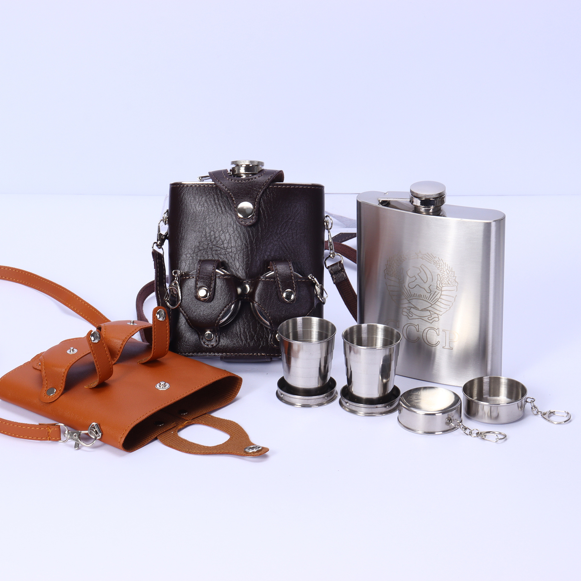 Portable Backpack Flask Sleeve With Telescoping Cup 2