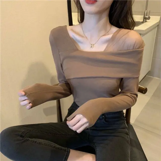 Slim Bottoming Shirt For Women Thickened Warm Coat Brown - Shop at LoveMi