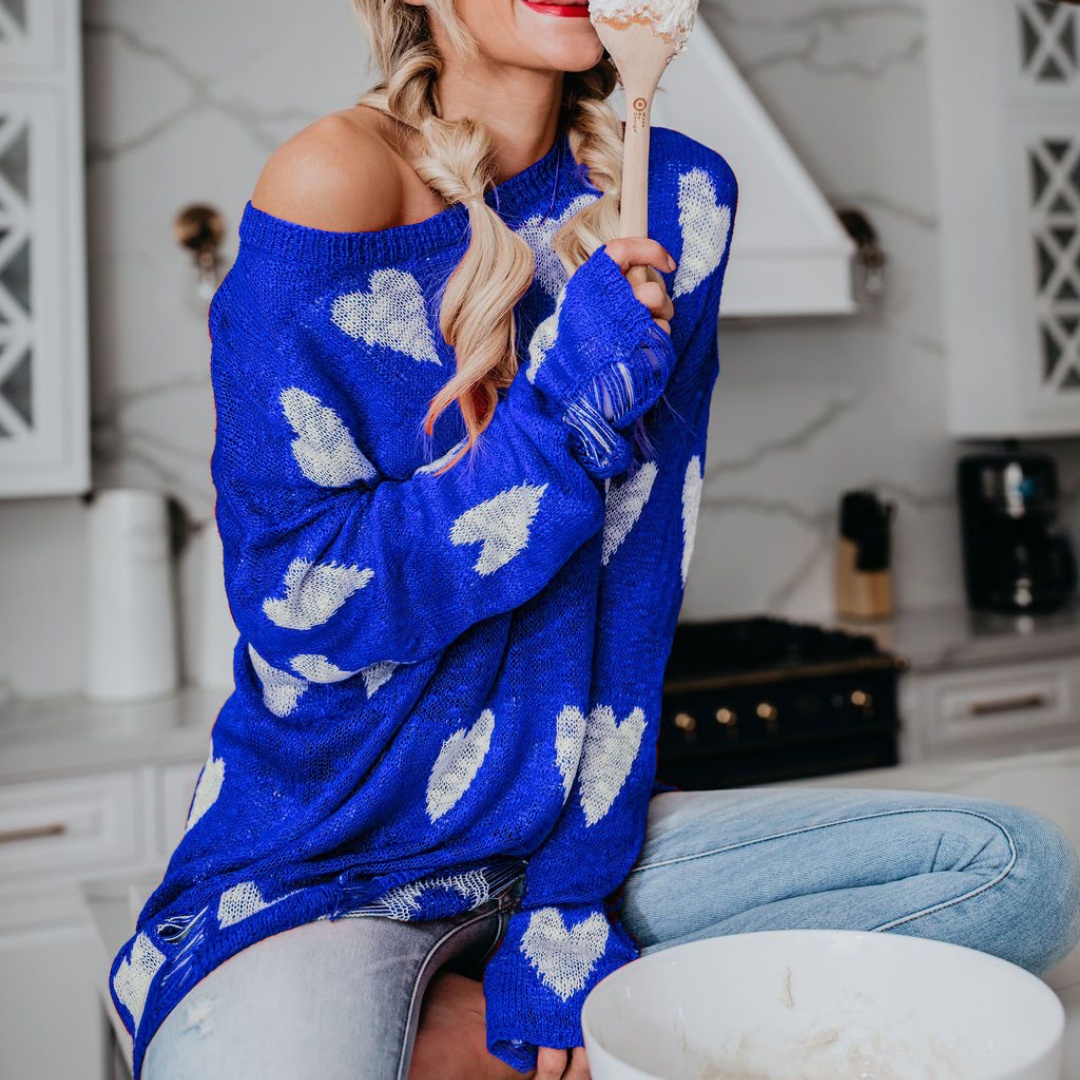 Female With Hearts Plus Size Knitwear Sweater