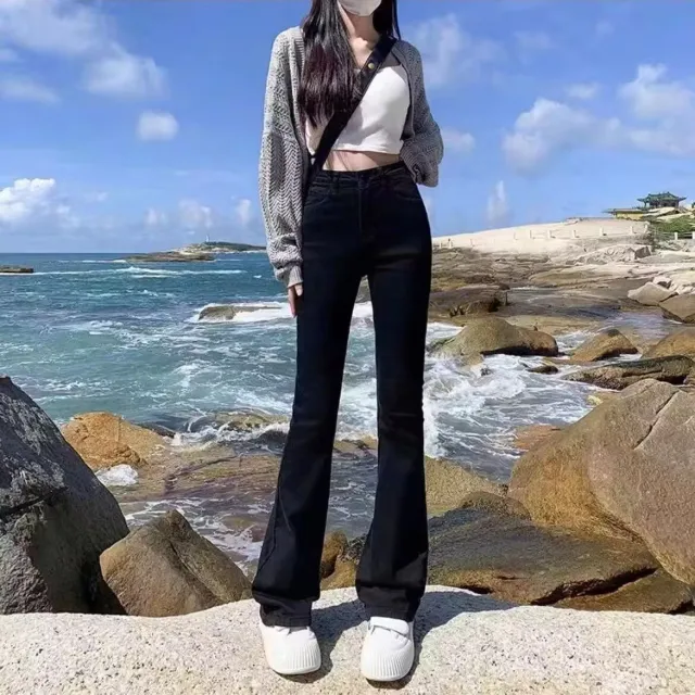 Brown High waisted Slimming Maillard Flared Pants For Petite Black Single Deduction - Shop at LoveMi