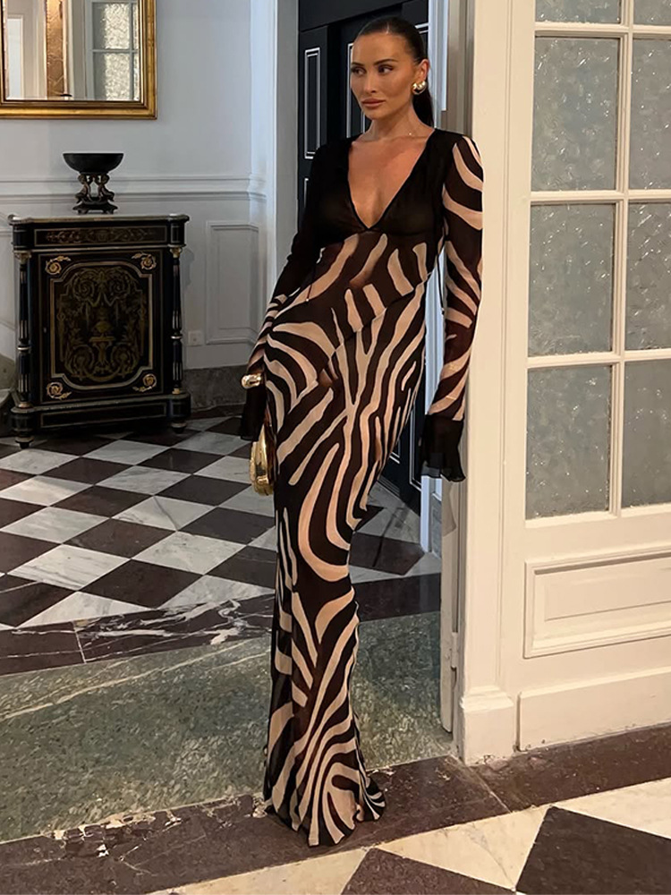 Fashionable Sexy V-neck Slim-fit Dress For Women