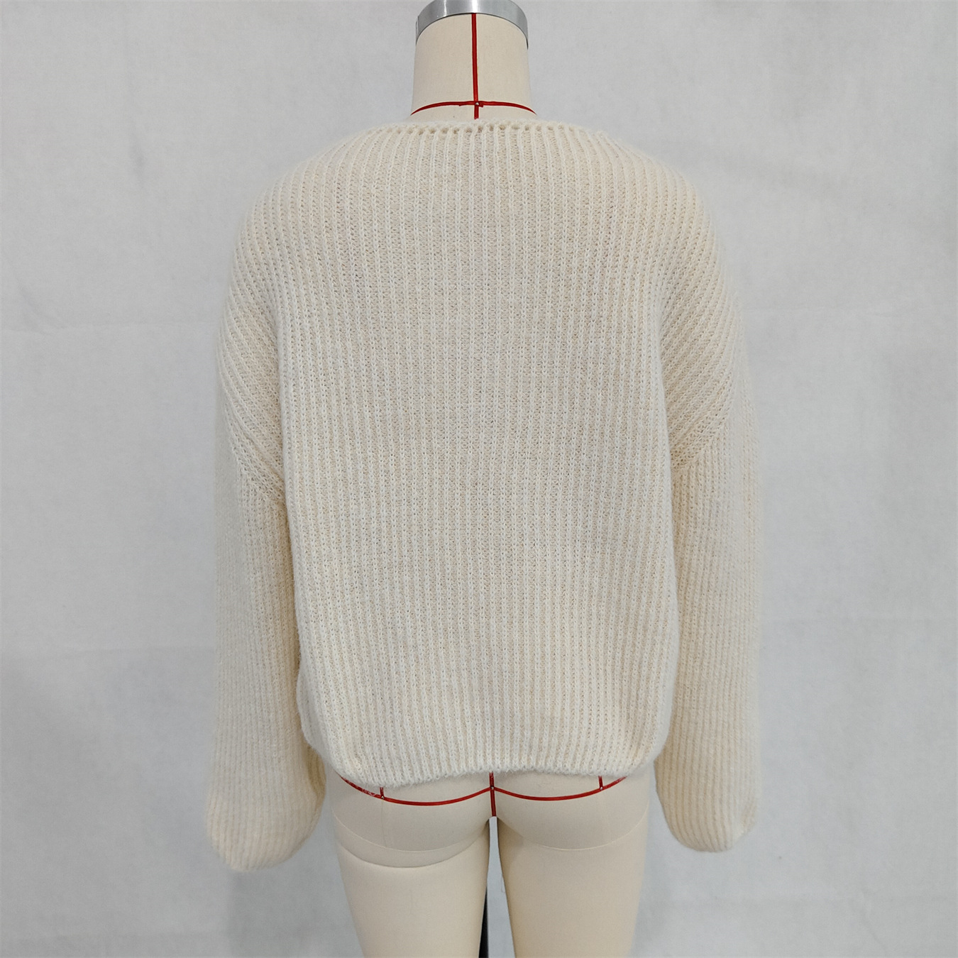 Simple Casual Bow Embroidery Decoration Knitted Long Sleeve Sweater