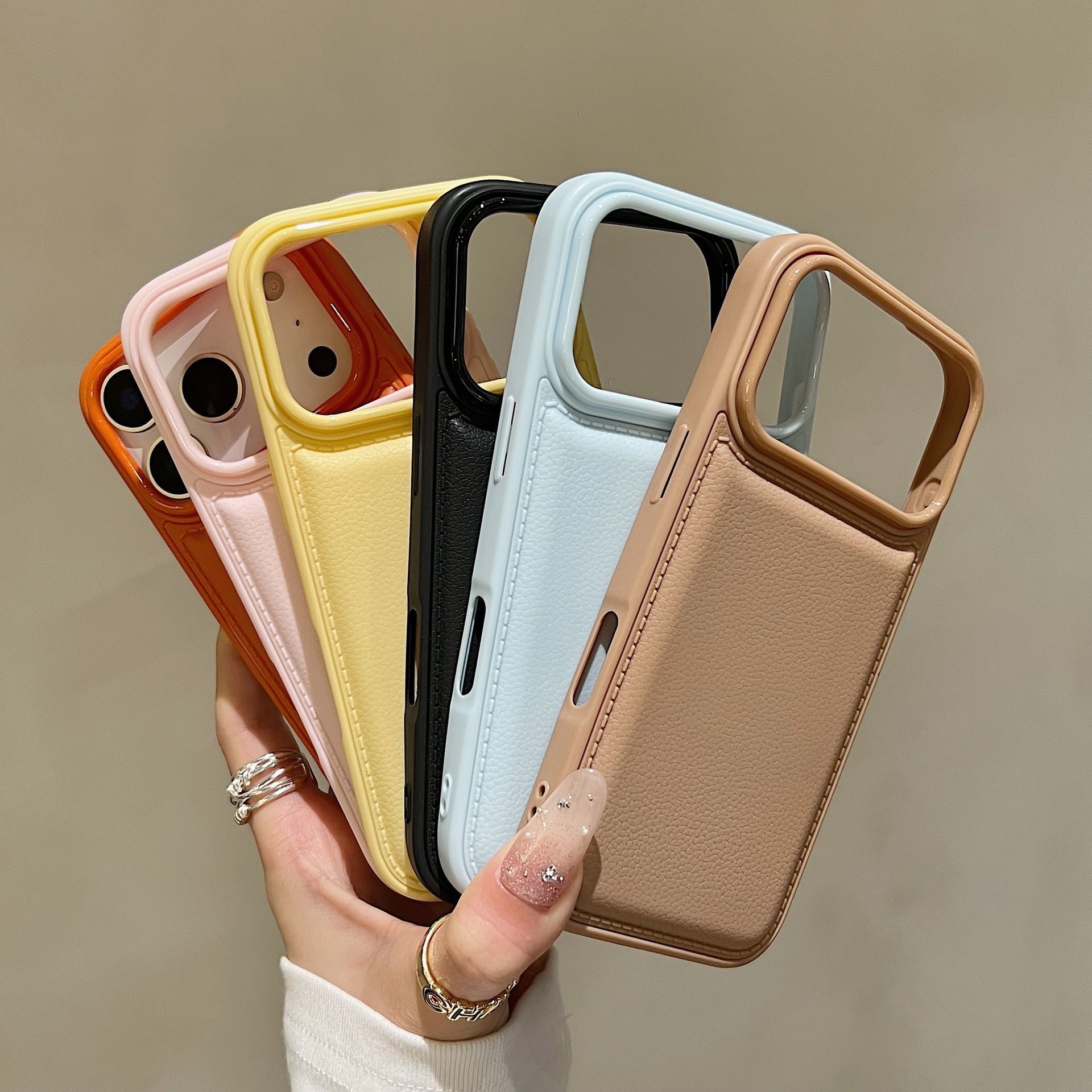 Phone Case With Leather Texture And Airbag Design