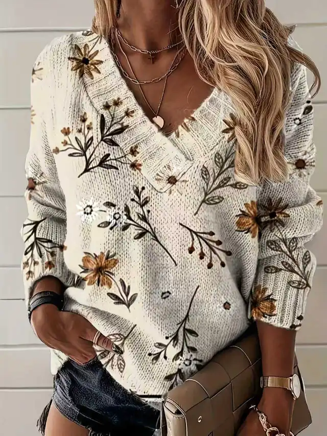 V neck Long Sleeve Lazy Casual Sweatshirt Sjwbj200082706 - Shop at LoveMi
