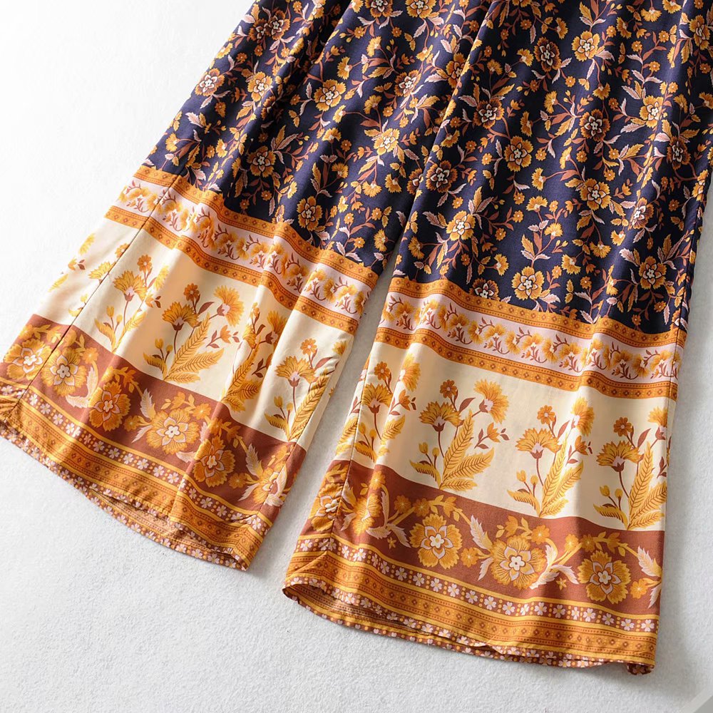 Title 8, European And American Cotton Print Wide Leg Pan...