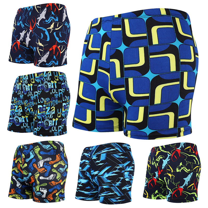 Printed Adult Swimming Trunks Men's Plus Size Boxer Beach Shorts