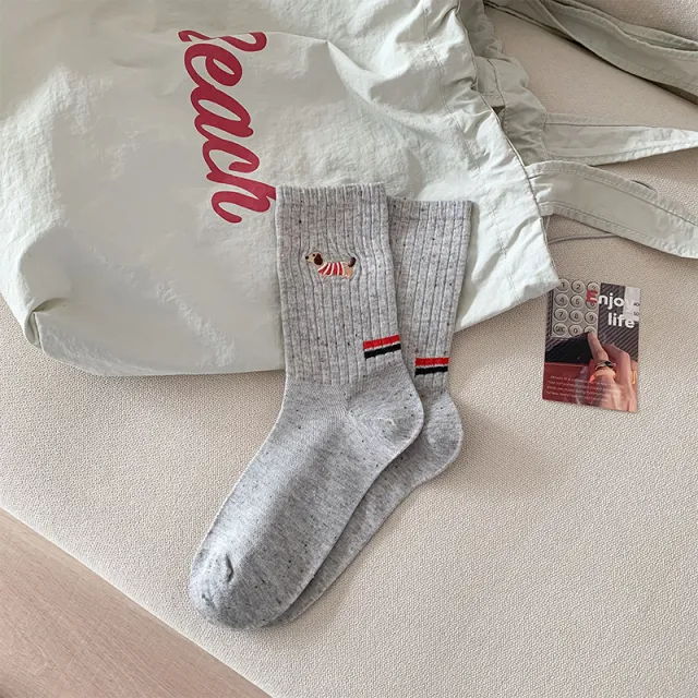 Personality Puppy Embroidered Socks Children Gray - Shop at LoveMi