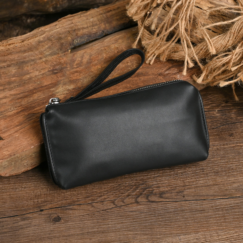 New Mens Ultra-soft Full-grain Leather Long Wallet