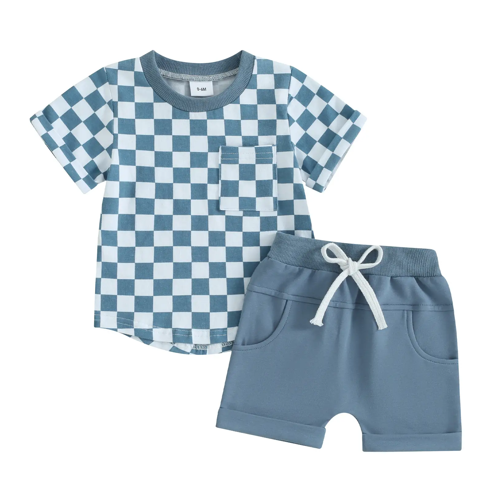Plaid Short-sleeved T-shirt Shorts Suit
