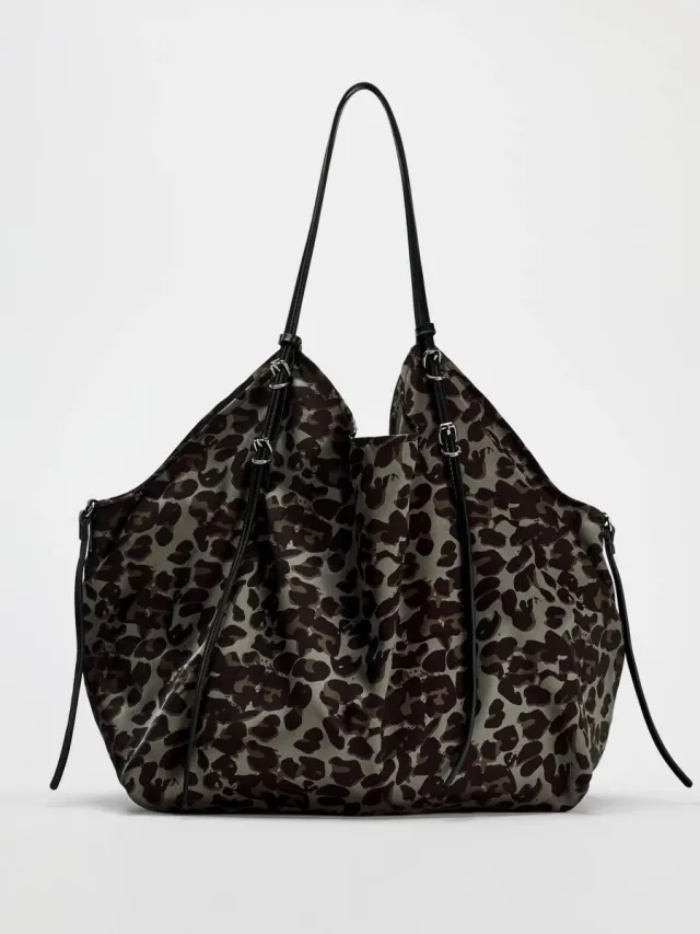 Leopard Silk Satin Shoulder Lazy Tote Bag Large Capacity Leopard - Shop at LoveMi