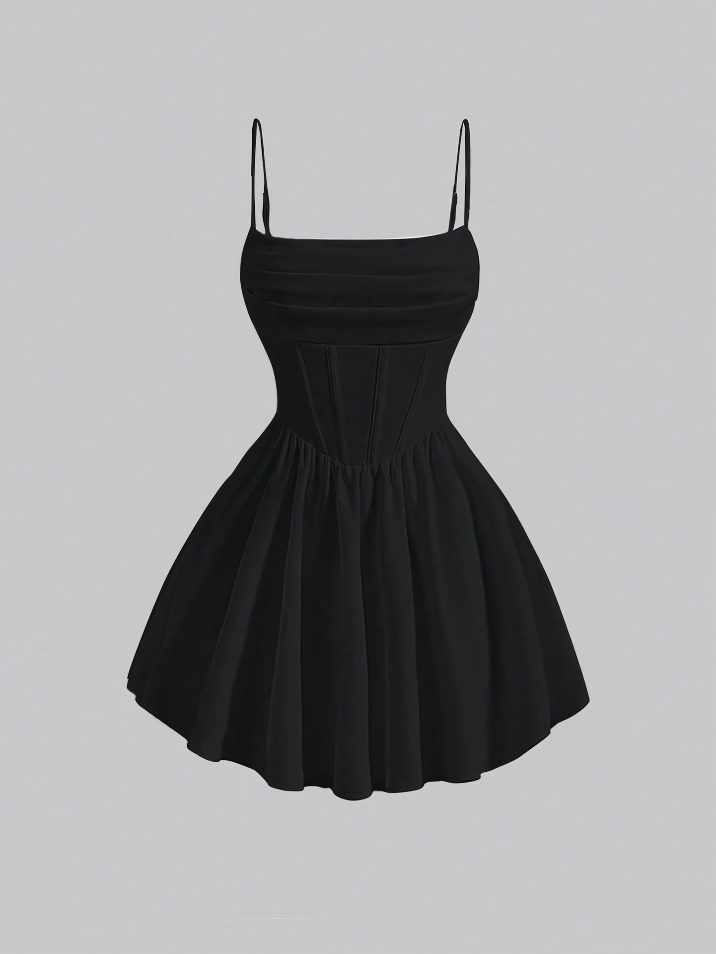 Sexy Dress Solid Color Pleated Back Zipper Sling Dress - Image 8