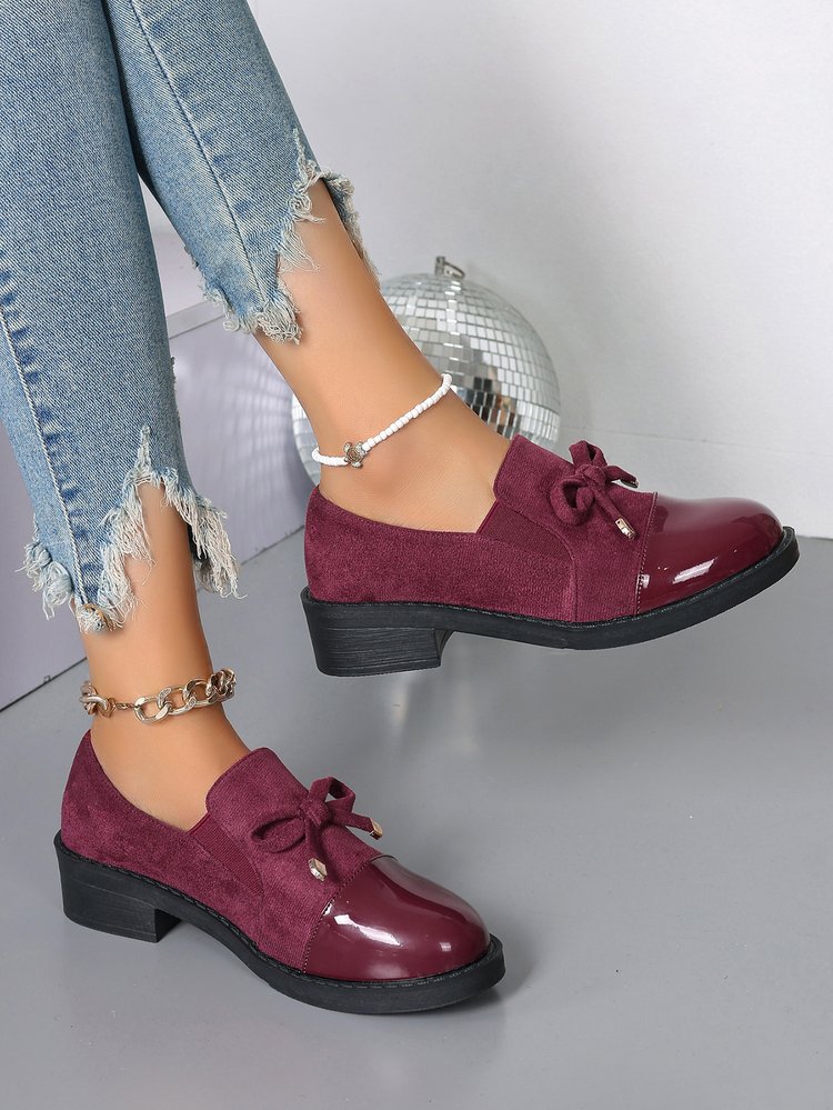 Women's Bowknot Chunky Heel One Pedal Loafer