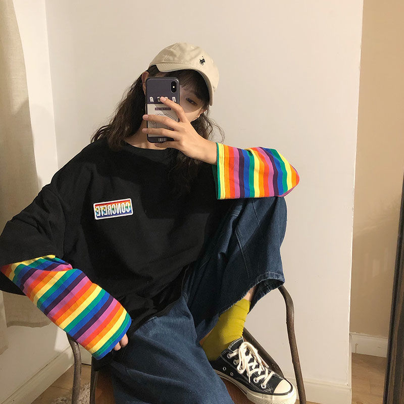 Rainbow Fake Two Pieces Black