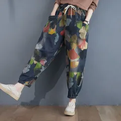Women's Retro Loose Plus Size Print Jeans - View 1