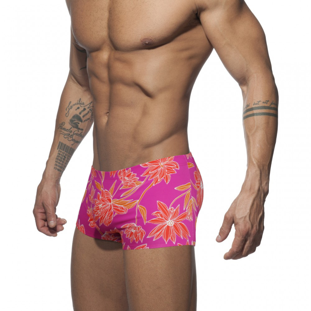 Title 3, Mens Boxer Nylon Low Waist Print Swim Shorts Cup