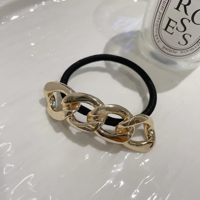 Metal 8 word Elegant Hair Band Simple And Light Luxury Hair Tie Chain Gold - Shop at LoveMi