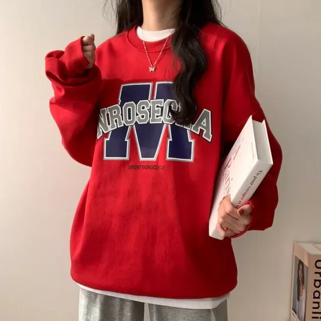 Korean Style Loose Sports Brushed Hoody Red - Shop at LoveMi