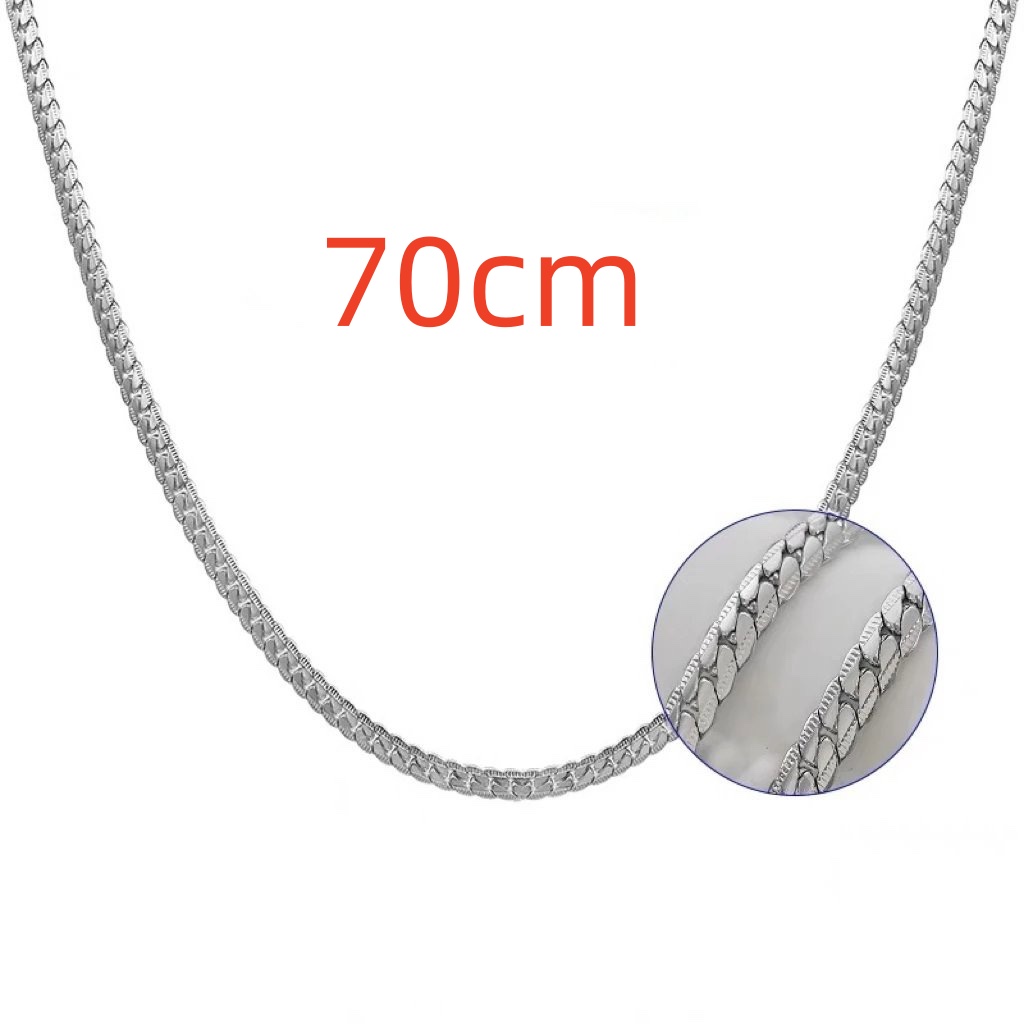 New Personalized Simple Titanium Steel Silver Plated Snake Bone Wide Chain