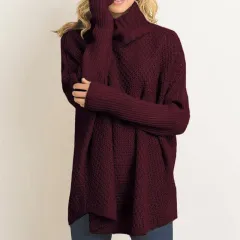 Cross-border Autumn And Winter New Women's Turtleneck Sweater - Wine - View 1