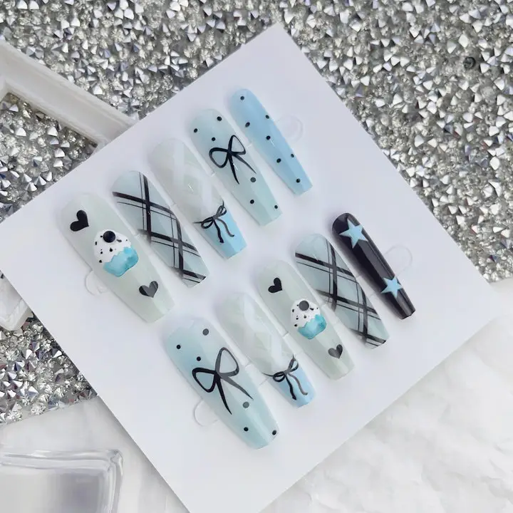 Summer Sweet Cool Ins Style Ice Cream French Glossy Sealing Layer Nail Sticker