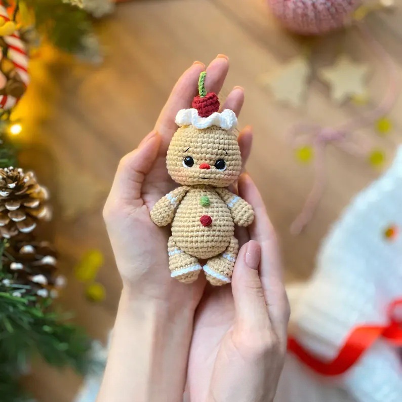 Plush Christmas Elf Doll Handmade Braided Pendant