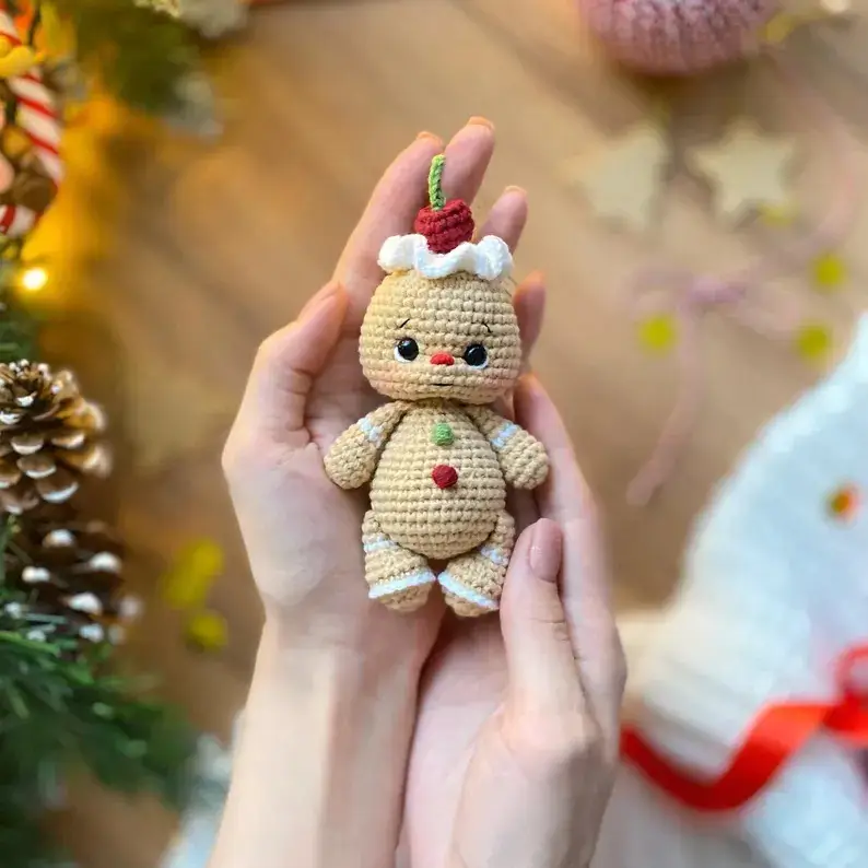 Plush Christmas Elf Doll Handmade Braided Pendant