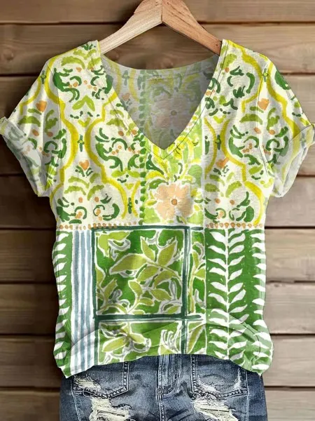 Women's Fashion Printed Short-sleeved T-shirt - Color1-M