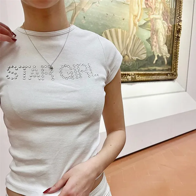 Women's Spring And Summer Short Sleeve T shirt White - Shop at LoveMi